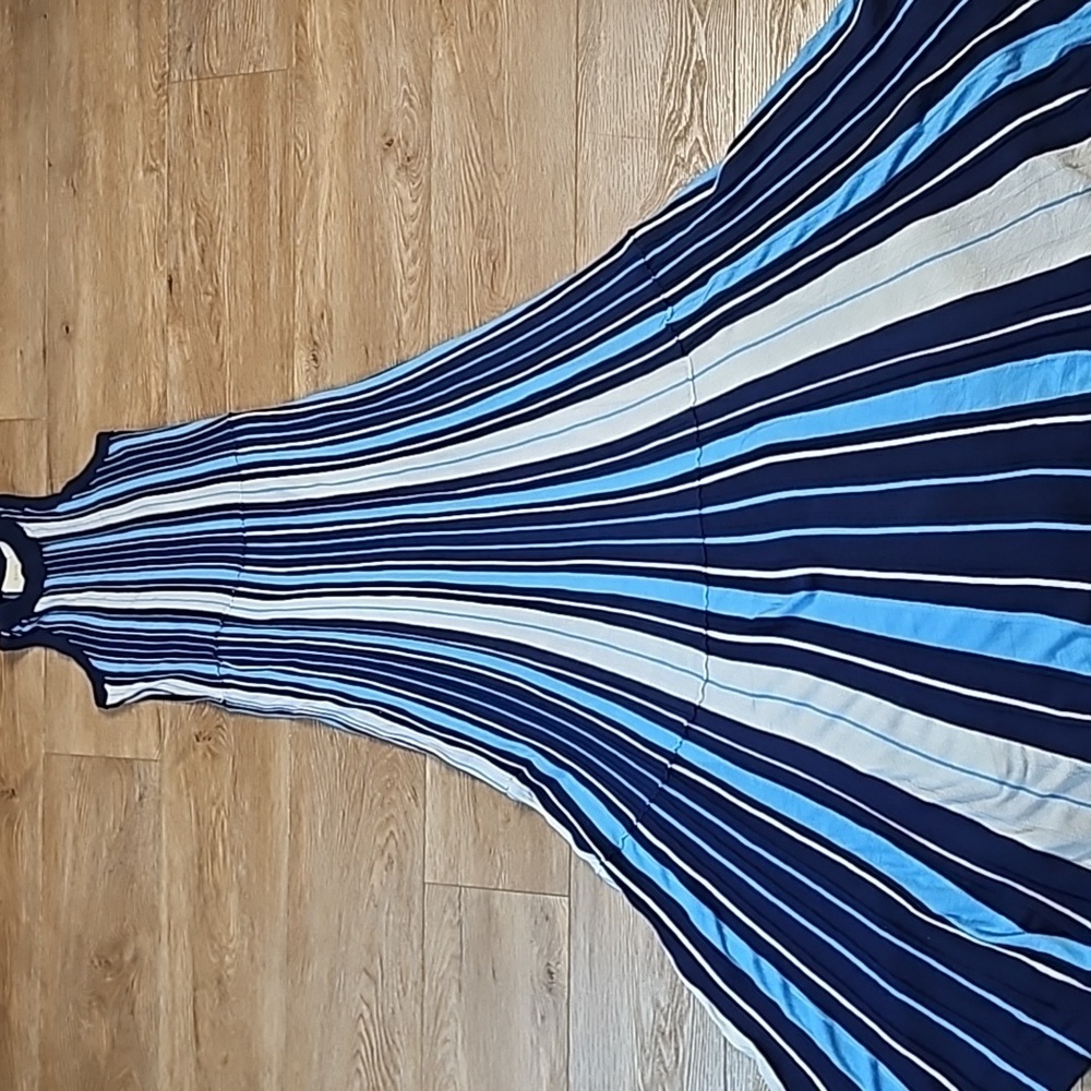 Maeve Navy and Light Blue Striped Maxi Dress - Picture 2 of 16